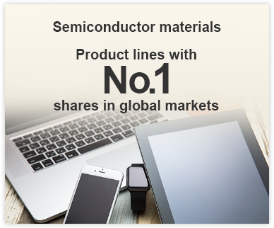 Semiconductor materials Product lines with No. 1 shares in global markets